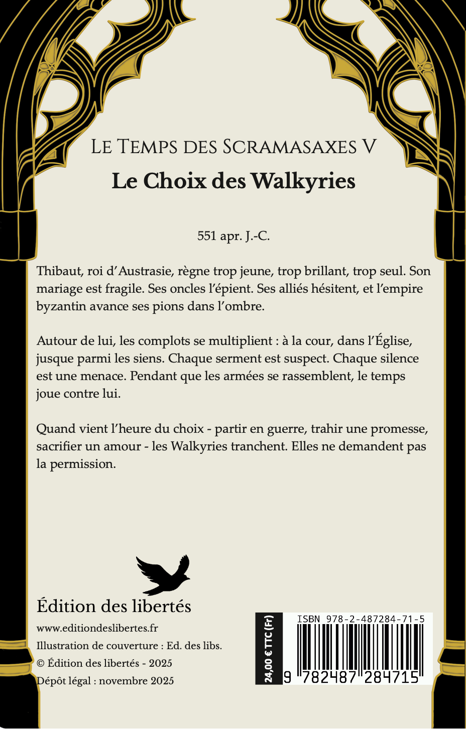 4e de couverture broché – Le choix des Walkyries – Cécile Guignard-Vanuxem – Édition des libertés