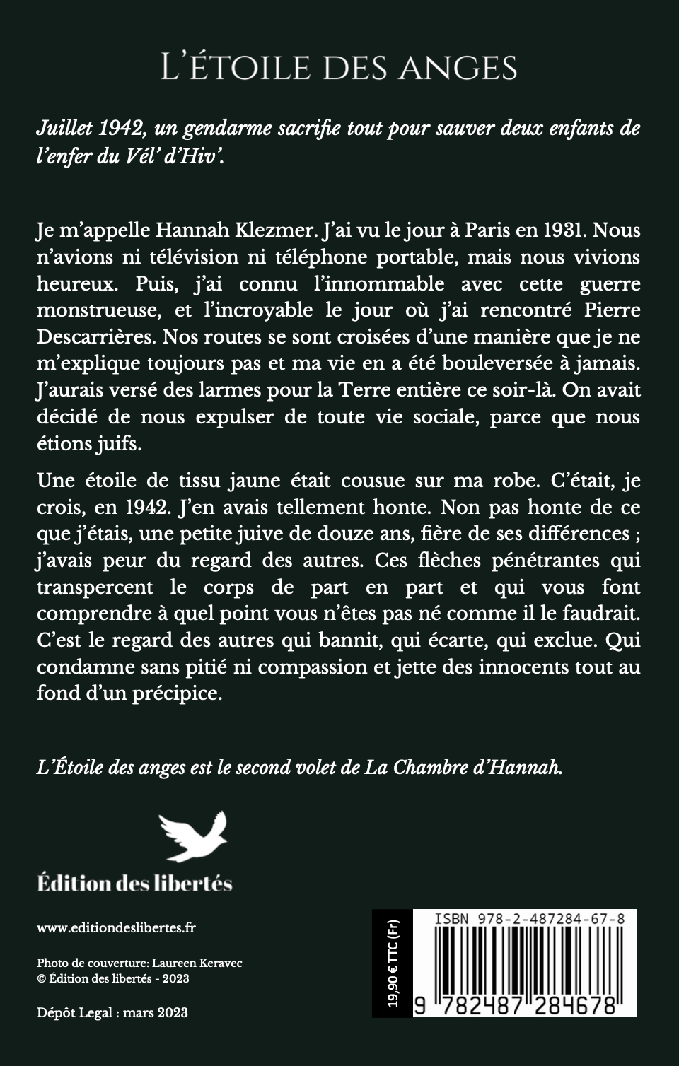 4e de couverture broché – L'étoile des anges – Stéphane Bellat – Édition des libertés
