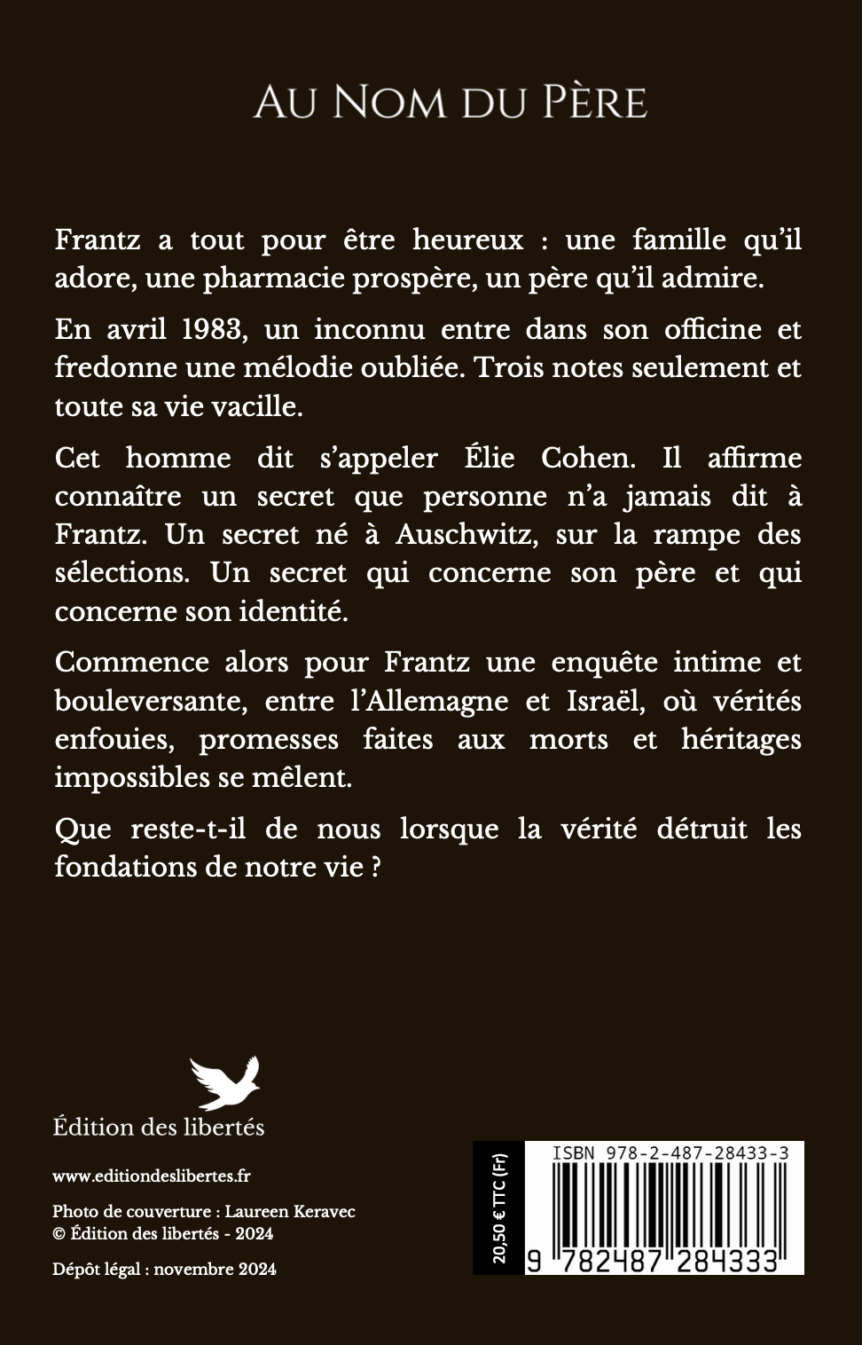 4e de couverture broché – Au nom du père – Jean-Marie Kutner – Édition des libertés