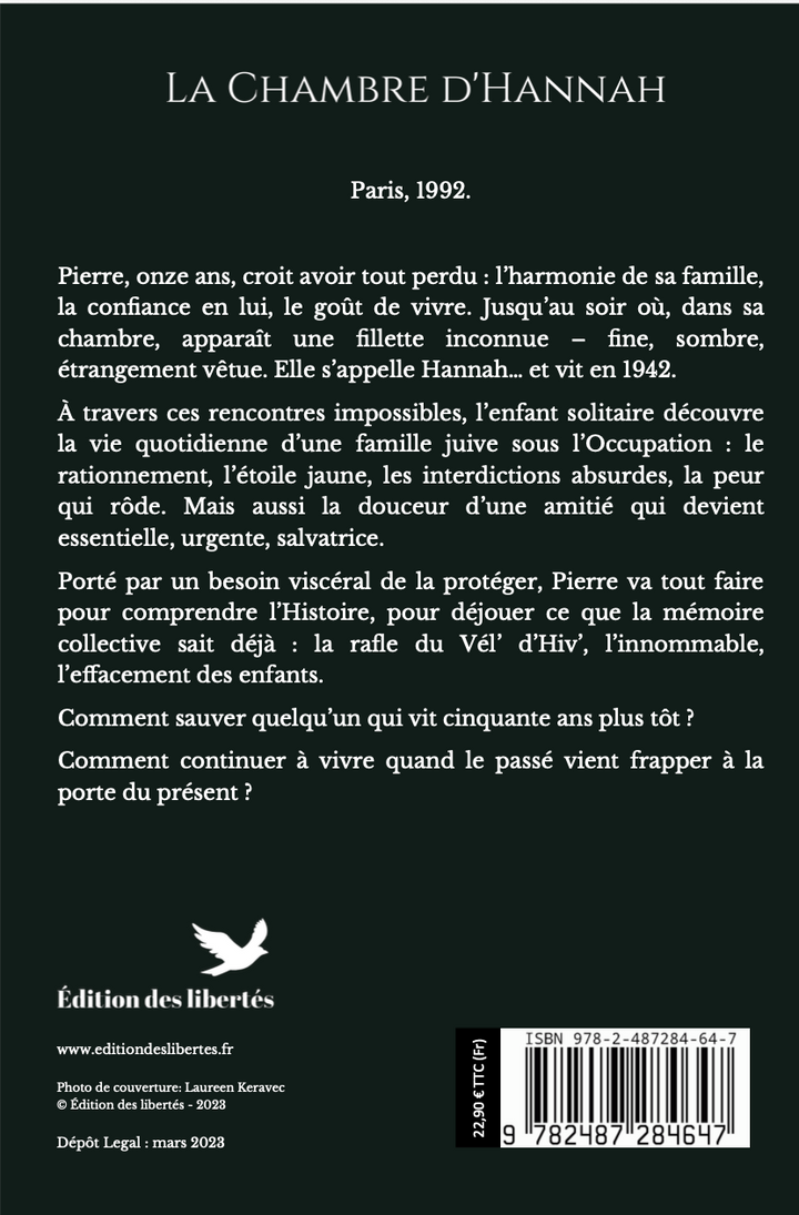 4e de couverture broché – La chambre d'Hannah – Stéphane Bellat – Édition des libertés