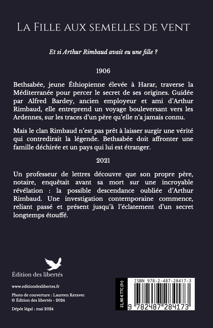4e de couverture broché – La fille aux semelles de vent – Jean-Michel Lecocq – Édition des libertés
