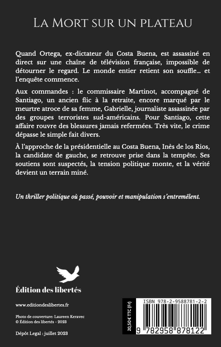4e de couverture broché – La mort sur un plateau – Francisco Lozano – Édition des libertés