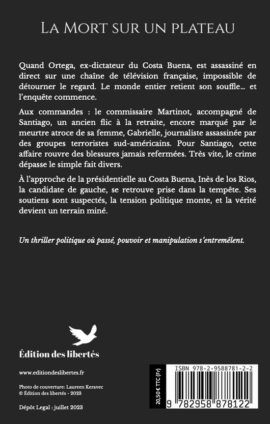 4e de couverture broché – La mort sur un plateau – Francisco Lozano – Édition des libertés