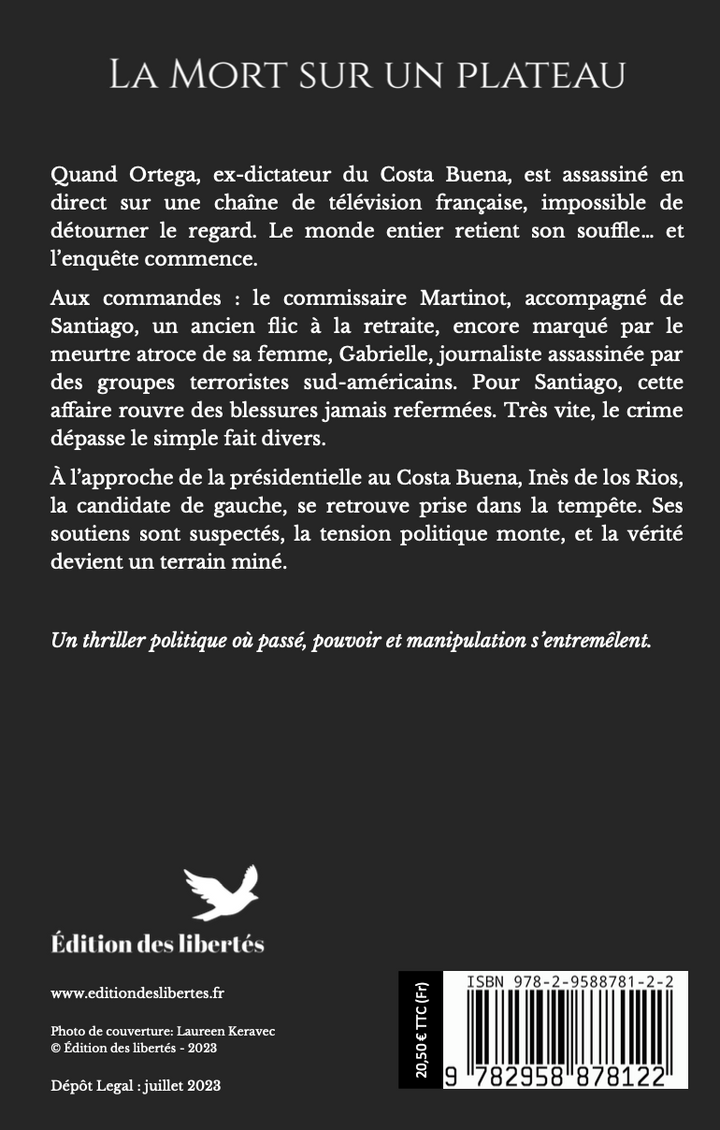 4e de couverture broché – La mort sur un plateau – Francisco Lozano – Édition des libertés