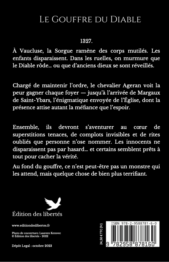 4e de couverture broché – Le gouffre du diable –Thierry Bontoux – Édition des libertés