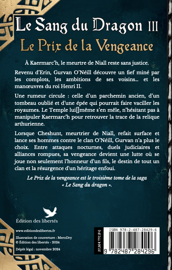 4e de couverture broché – Le prix de la vengeance – Jean-Paul Prual – Édition des libertés