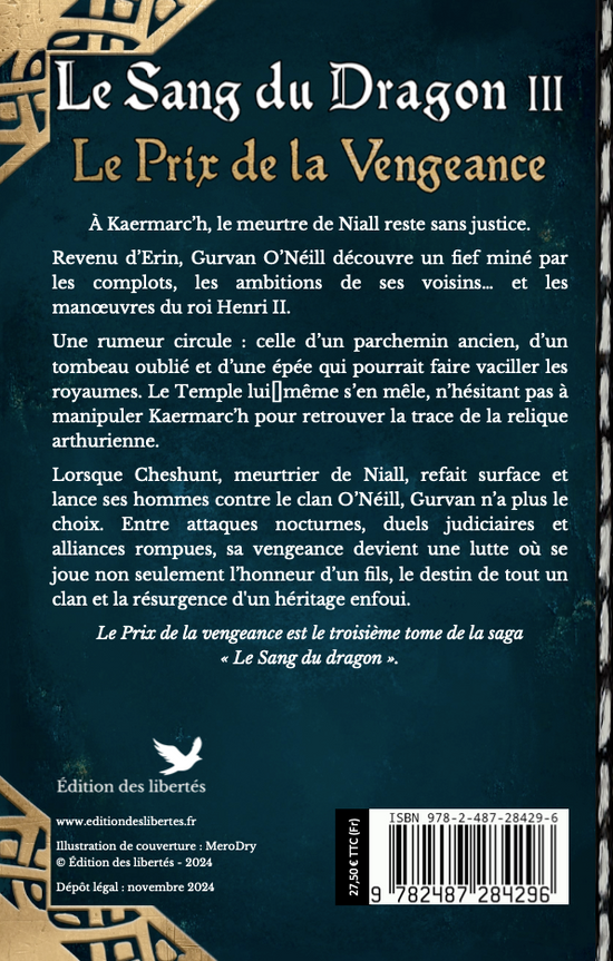 4e de couverture broché – Le prix de la vengeance – Jean-Paul Prual – Édition des libertés
