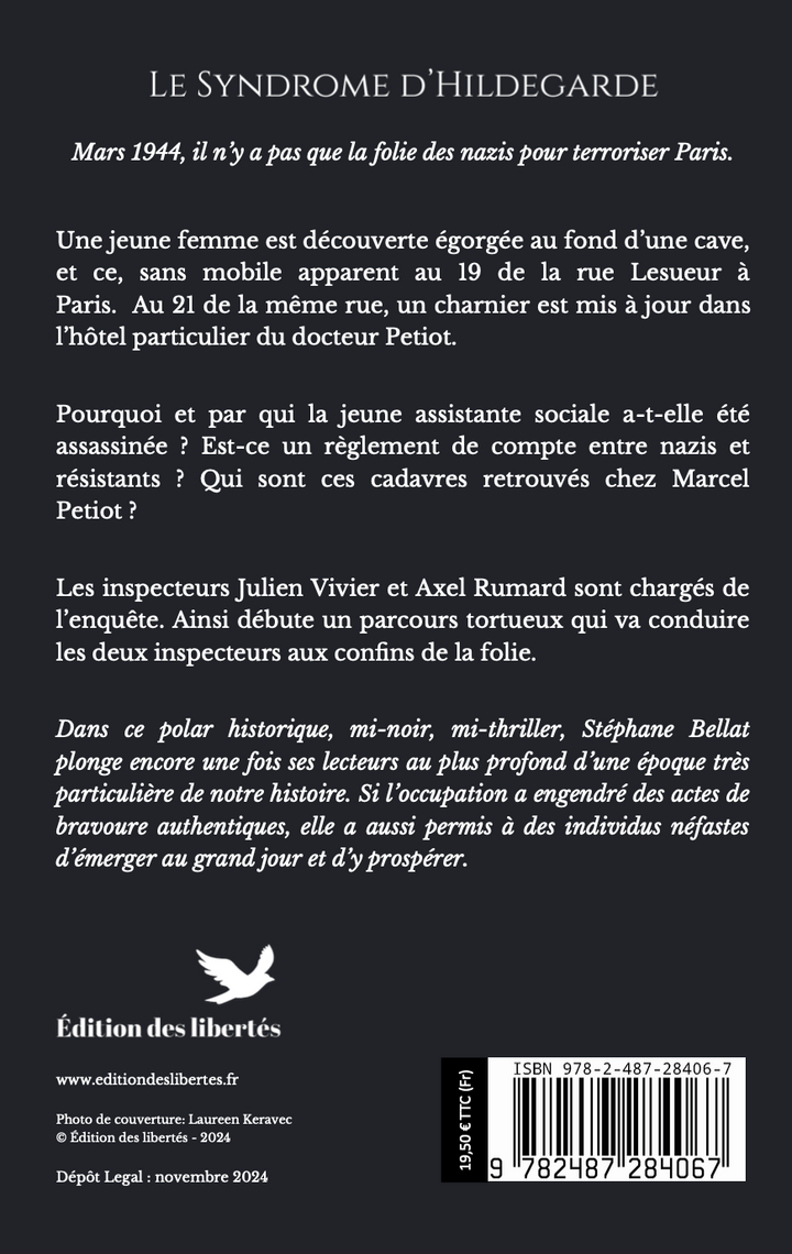 4e de couverture broché – Le syndrome d'Hildegarde – Stéphane Bellat – Édition des libertés