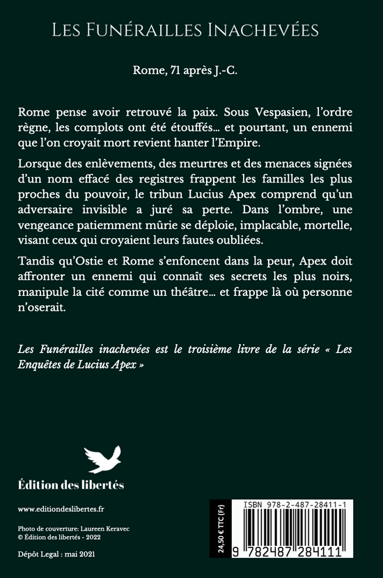 4e de couverture broché – Les funérailles inachevées – Thierry Bontoux – Édition des libertés