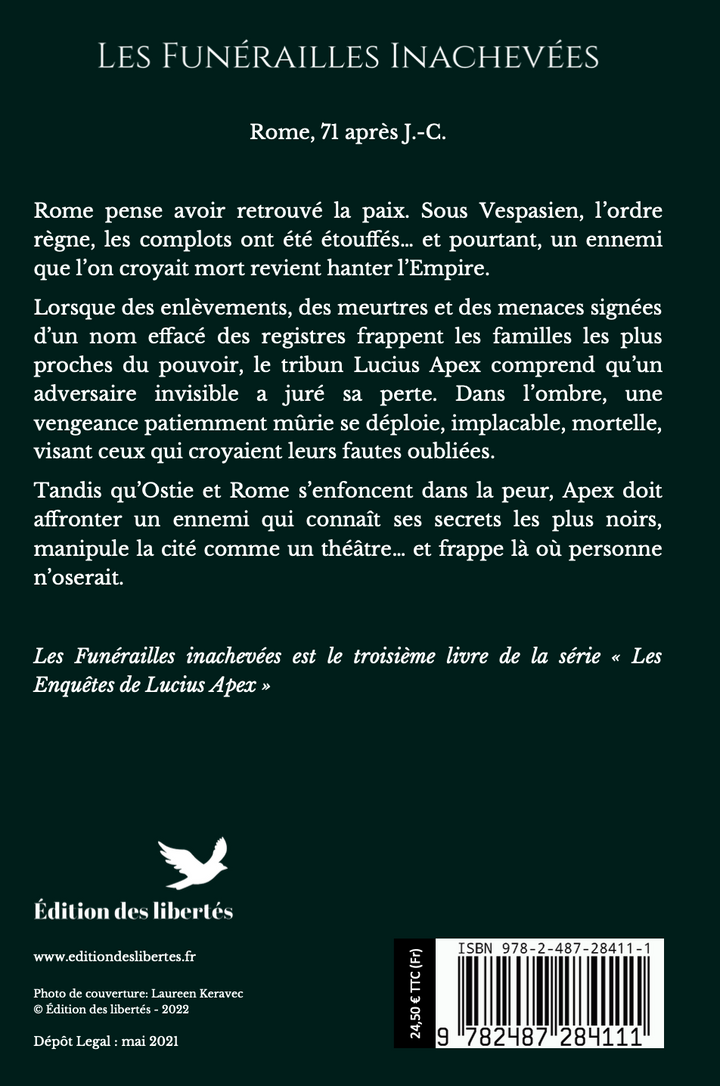 4e de couverture broché – Les funérailles inachevées – Thierry Bontoux – Édition des libertés
