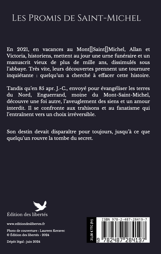 4e de couverture broché – Les promis de Saint-Michel – Daniel Mallet – Édition des libertés