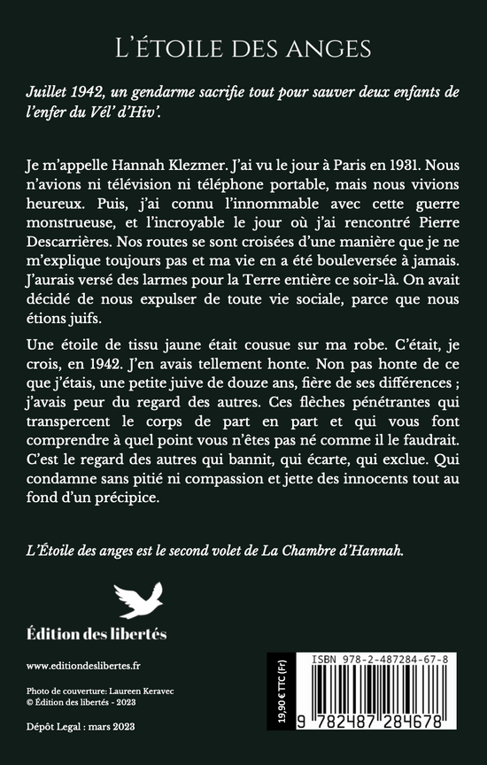 4e de couverture broché – L'étoile des anges – Stéphane Bellat – Édition des libertés