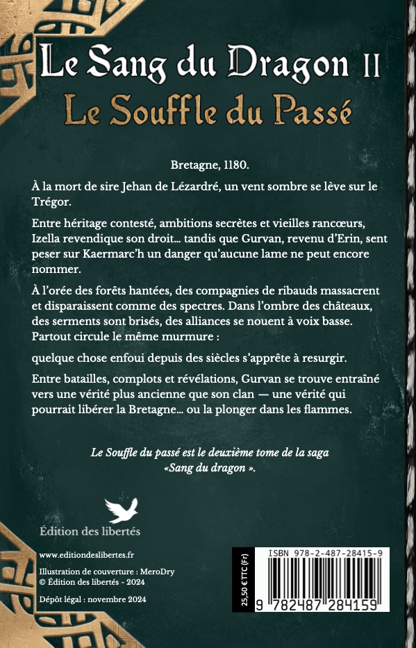 4e de couverture broché – Le souffle du passé – Jean-Paul Prual – Édition des libertés